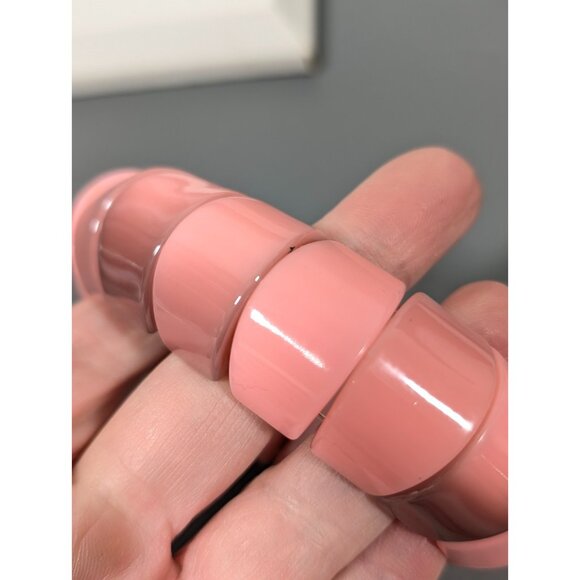 Plunder Pink Acrylic Chunky Bead Stretch Bracelet Boho Coastal Beach 7 in - Picture 5 of 8